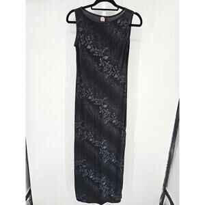 Vintage PerSeption Womens Sz M Maxi length Sleeveless Formal Dress Black Silver